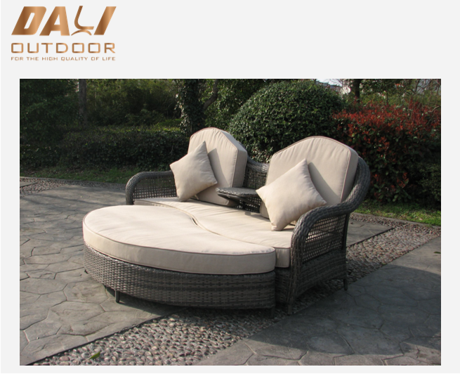 ชุดเก้าอี้สนามหวาย PE กลางแจ้ง 2 ชิ้น Love Seat Lounge