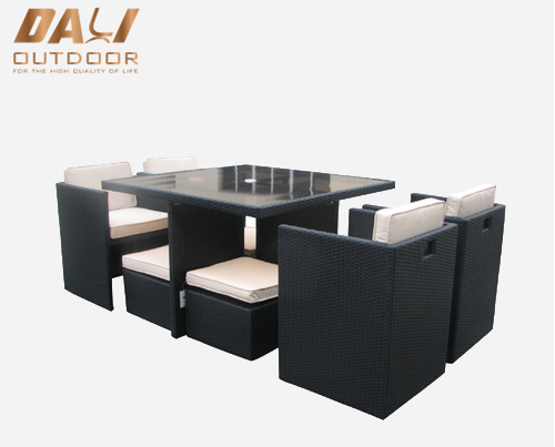 ร้อน 5 ชิ้นเบาะ Polyrattan เฟอร์นิเจอร์หวายเก้าอี้และโต๊ะสวนลาน PE หวายหวายกลางแจ้งชุดโต๊ะรับประทานอาหารเฟอร์นิเจอร์